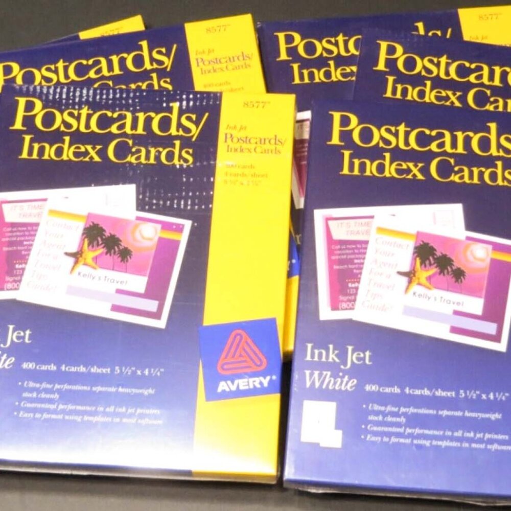 Avery 8577 Ink Jet Postcards White 400 Cards 4/Sheet 5 1/2" x 4 1/4" - LOT of 6